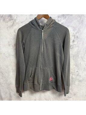 Vintage Y2K DC Skate Hoodie Sweatshirt Womens Large Gray Skateboard Embroidered